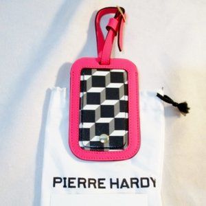 NEW PIERRE HARDY CUBE PRINTED PINK LUGGAGE TAG